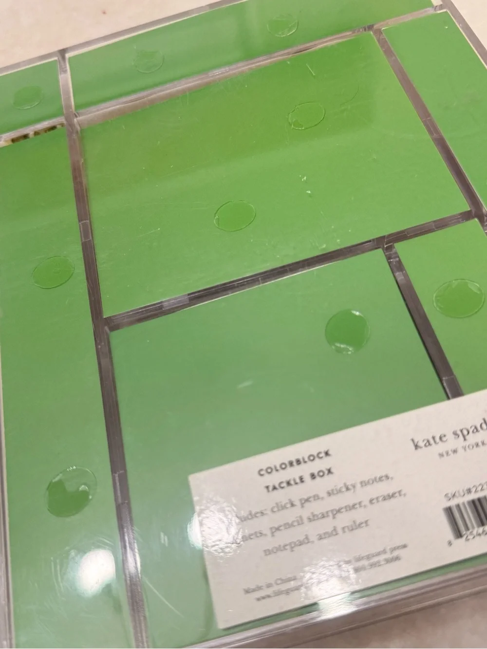 Kate Spade Color Block Tackle Box Case Stationery Set NotePad Ruler Pen Eraser